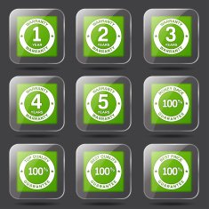 Warranty Guarantee Seal Square Vector Green Icon Design Set N8