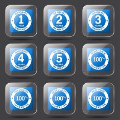 Warranty Guarantee Seal Square Vector Blue Icon Design Set N9