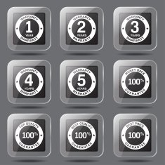 Warranty Guarantee Seal Square Vector Black Button Icon Design Set N8