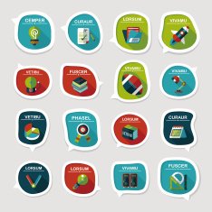 School bubble speech banner design flat background set eps10