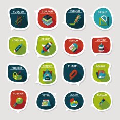 School bubble speech banner design flat background set eps10 N10