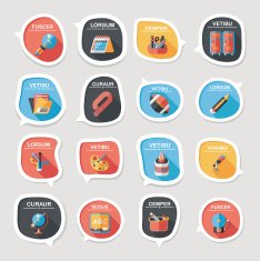 School bubble speech banner design flat background set eps10 N13