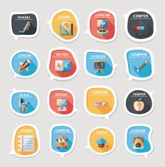 School bubble speech banner design flat background set eps10 N15