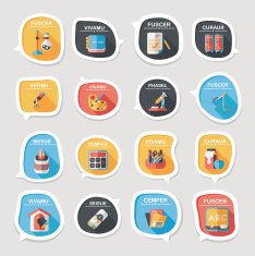 School bubble speech banner design flat background set eps10 N16