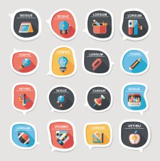 School bubble speech banner design flat background set eps10 N17