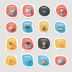 School bubble speech banner design flat background set eps10 N18