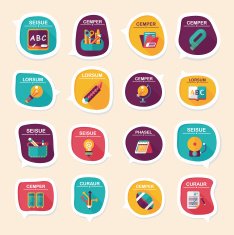 School bubble speech banner design flat background set eps10 N34