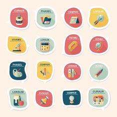 School bubble speech banner design flat background set eps10 N37
