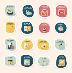 School bubble speech banner design flat background set eps10 N40