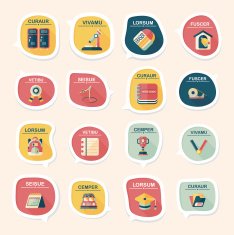 School bubble speech banner design flat background set eps10 N41