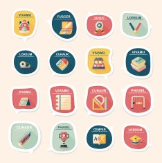 School bubble speech banner design flat background set eps10 N44