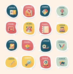 School bubble speech banner design flat background set eps10 N47