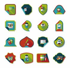 school sticker flat banner background set eps10 N10
