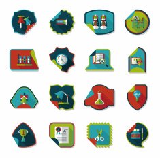 school sticker flat banner background set eps10 N12