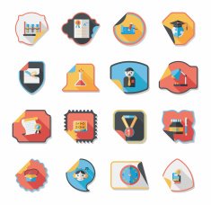 school sticker flat banner background set eps10 N14