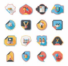 school sticker flat banner background set eps10 N24