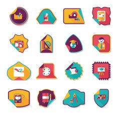 school sticker flat banner background set eps10 N25