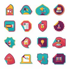 school sticker flat banner background set eps10 N31