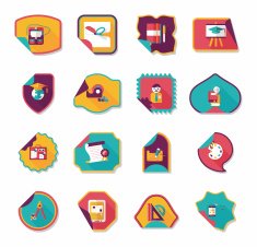 school sticker flat banner background set eps10 N34