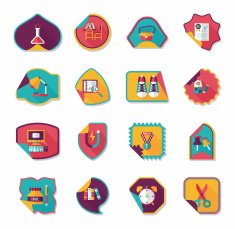 school sticker flat banner background set eps10 N36