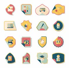 school sticker flat banner background set eps10 N37