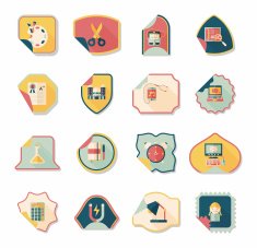 school sticker flat banner background set eps10 N42