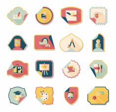 school sticker flat banner background set eps10 N43