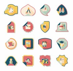 school sticker flat banner background set eps10 N46