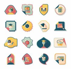school sticker flat banner background set eps10 N48