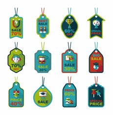 school tag flat banner background set eps10 N3
