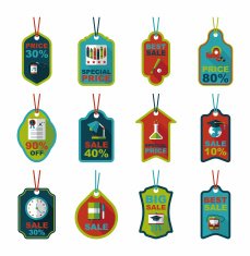 school tag flat banner background set eps10 N10