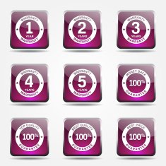 Warranty Guarantee Seal Square Vector Pink Icon Design Set N9