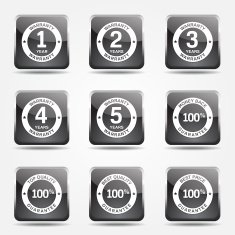 Warranty Guarantee Seal Square Vector Black Button Icon Design Set N9