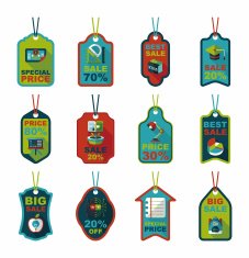 school tag flat banner background set eps10 N52