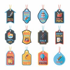 school tag flat banner background set eps10 N61