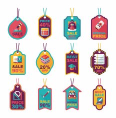 school tag flat banner background set eps10 N78