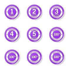 Warranty Guarantee Seal Violet Vector Button Icon Design Set N7