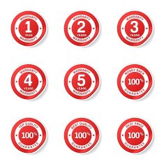 Warranty Guarantee Seal Red Vector Button Icon Design Set N6