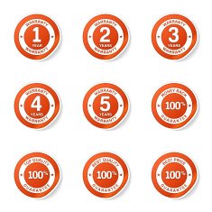 Warranty Guarantee Seal Orange Vector Button Icon Design Set N6