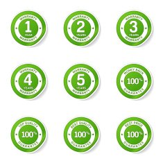 Warranty Guarantee Seal Green Vector Button Icon Design Set N7