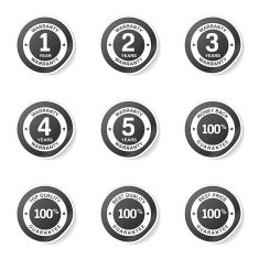 Warranty Guarantee Seal Black Vector Button Icon Design Set N7