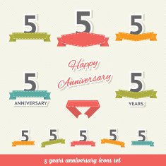 Five years anniversary icons collection