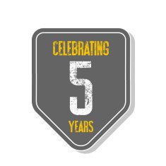 "Celebrating 5 years" banner