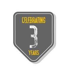 "Celebrating 3 years" banner