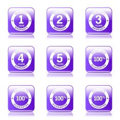 Warranty Guarantee Seal Square Vector Violet Icon Design Set N10