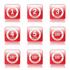 Warranty Guarantee Seal Square Vector Red Icon Design Set N10
