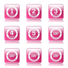 Warranty Guarantee Seal Square Vector Pink Icon Design Set N10
