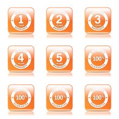 Warranty Guarantee Seal Square Vector Orange Icon Design Set N10