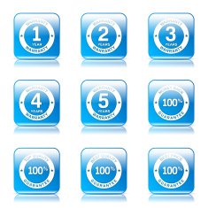 Warranty Guarantee Seal Square Vector Blue Icon Design Set N11