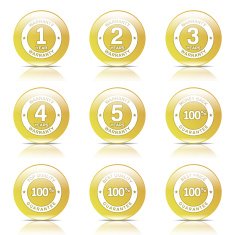 Warranty Guarantee Seal Yellow Vector Button Icon Design Set N7